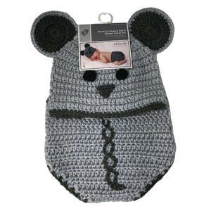 Hand Crocheted Hat And Diaper Cover Mouse Sz 0-9 Months Infant Baby Photo New